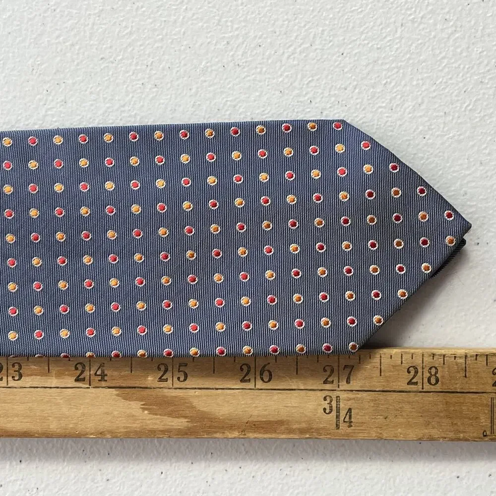 Boss Hugo Boss Necktie Mens Silk Italy Geometric Pattern Dotted Gray Multicolor
